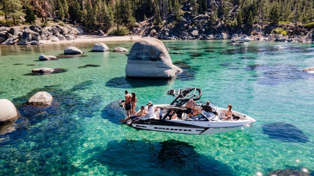 ski boat at lake tahoe