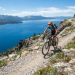 mountain biker over lake tahoe